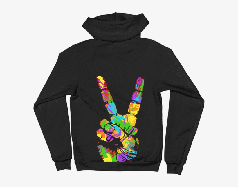 Peace Sign Zip Unisex Hoodie - Hoodie, transparent png #3737720