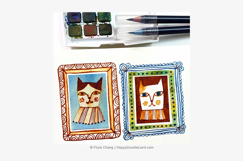 Cat Faces © Flora Chang - Doodle Land, transparent png #3738726