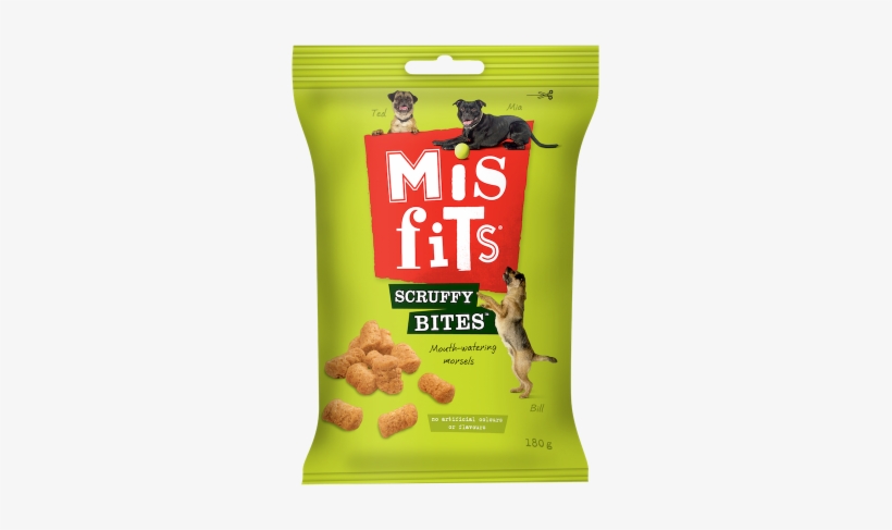 Misfits Scruffy Bites - Meat Dog Treats 180g, transparent png #3739148
