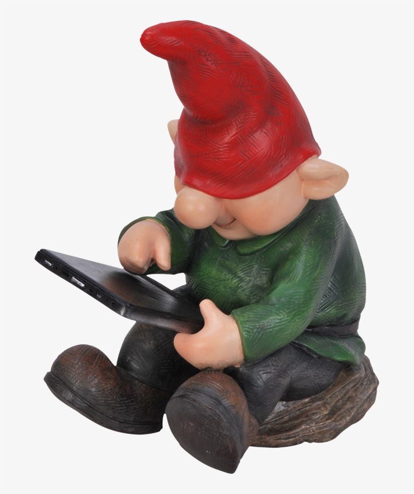 Small Image Of Playful Gnome Son With Leafpad - Gnome With Ipad, transparent png #3739813