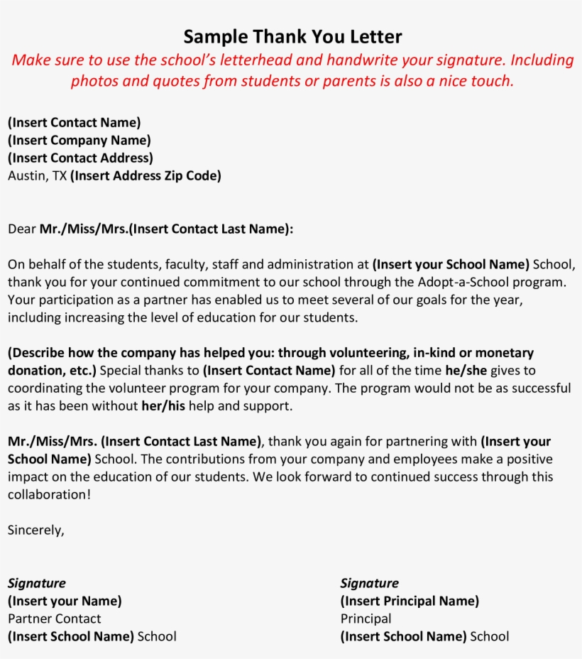 Principal Thank You Letter To Teacher Main Image - Application Letter For Purchasing Officer, transparent png #3740573