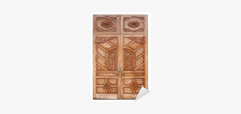 Wooden Door With Ancient Texture On White Background - Door, transparent png #3741737