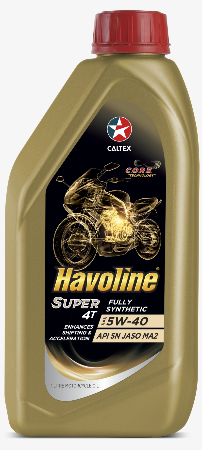 1l Hs4tfs Sae5w40 - Caltex Havoline Supermatic 4t, transparent png #3742427