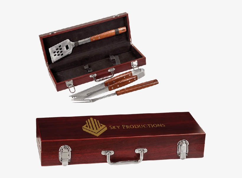 Custom Bbq Utensil Rosewood Engraved Box Set - Personalized Rosewood Bbq Gift Set - 3 Piece, transparent png #3746420