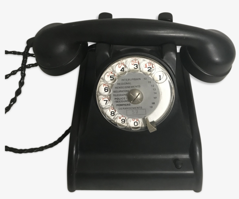 Old Telephone Bakelite Black Dial Transparent 50 Vintage - Telephone, transparent png #3747769
