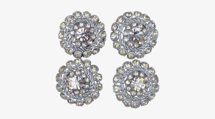 Fancy 1950s Rhinestone Buttons Smoky Gray Faceted Glass - Earrings, transparent png #3747879