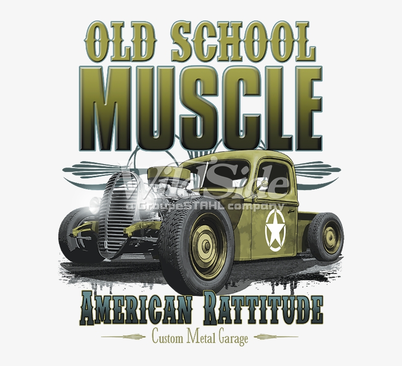 Old School Muscle American Rattitude - Sweatshirt In Red With A Hot Rod Us Car & `50 Style, transparent png #3749362