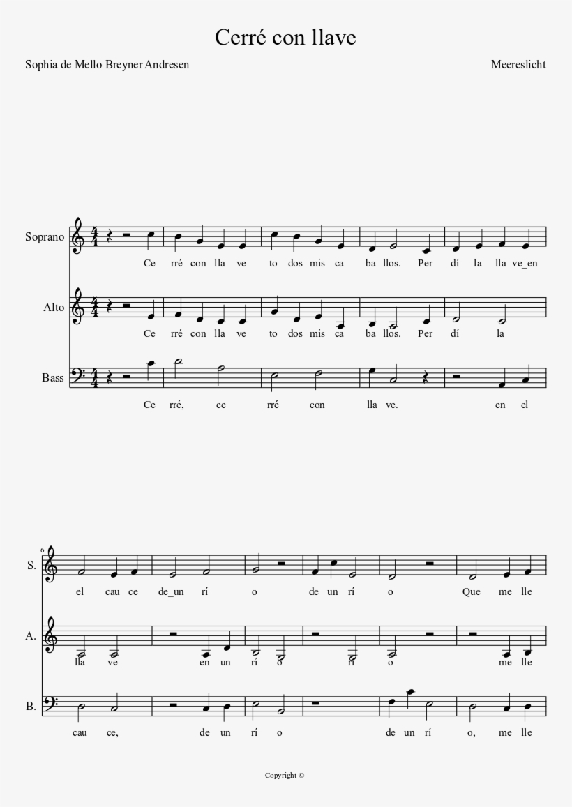 Cerré Con Llave Sheet Music Composed By Meereslicht - Julien Neel Sheet Music, transparent png #3750000