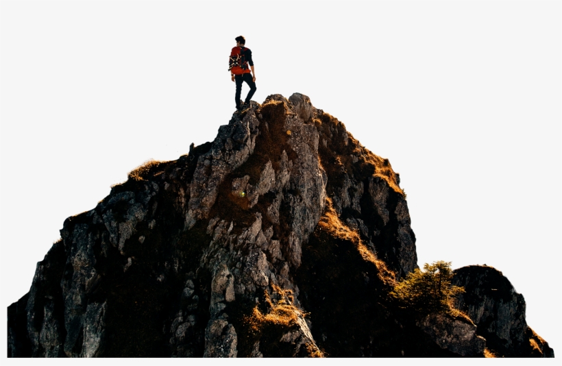 A Young Man Reaching The Top Of The Mountain, Symbolising - Top Of Mountain Png, transparent png #3751321
