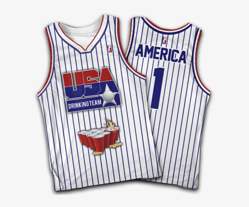 Usa Drinking Team White Basketball - Sports Jersey, transparent png #3755974