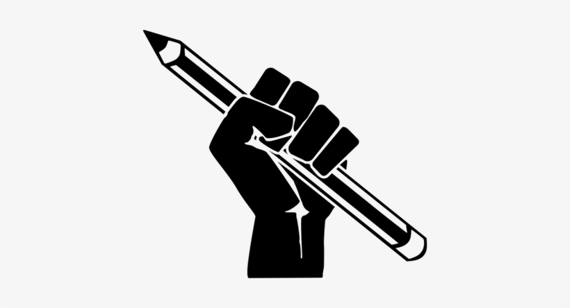 La Protestita Is A Professor At A Public University - Raised Fist With Pencil, transparent png #3756872