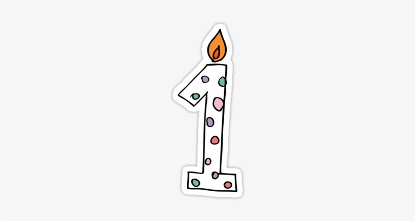 "first Birthday Candle Number One" Stickers By Wasootch - Birthday Candles, transparent png #3757457