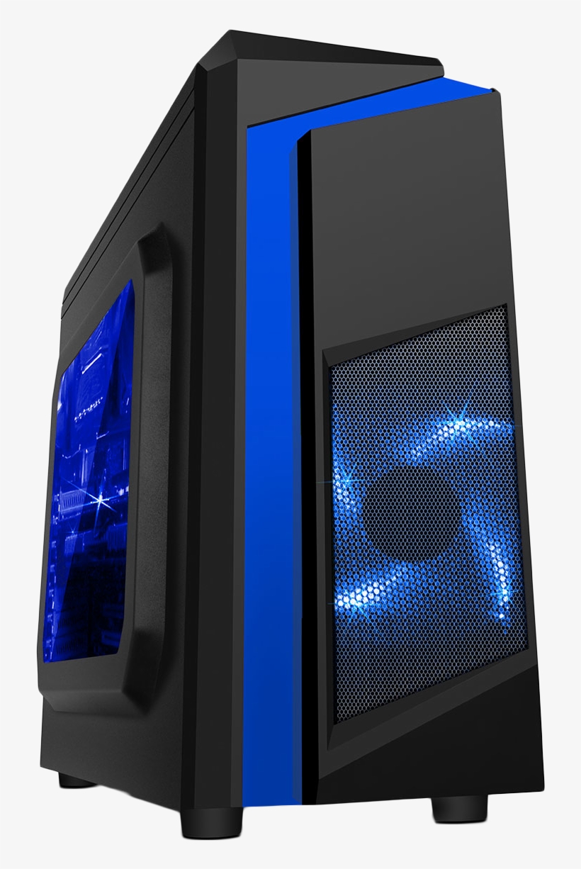 F3 Black Micro-atx Case With 12cm Blue Led Fan & Blue - Blue Led Pc Case, transparent png #3757694