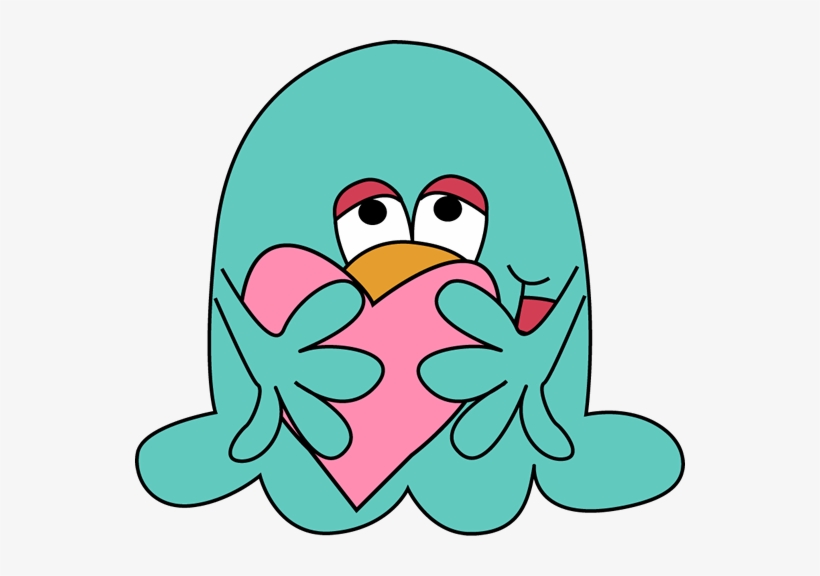 Slimy Monster Hugging A Heart - Monsters With Hearts Clipart, transparent png #3758034