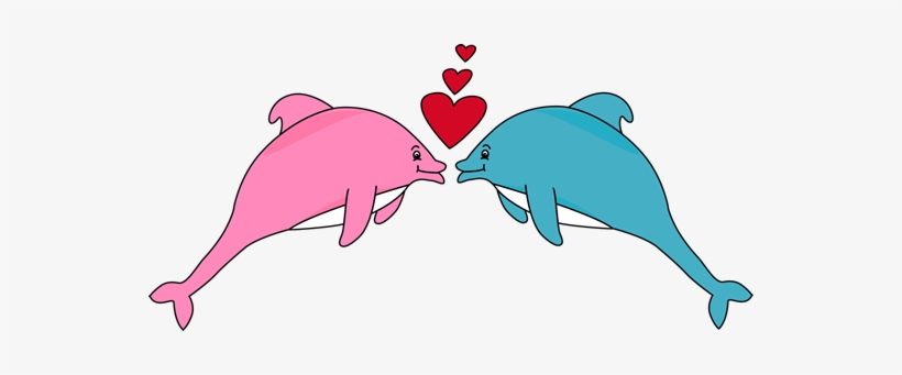 Dolphins Clipart Animated - Pink And Blue Dolphins, transparent png #3758404
