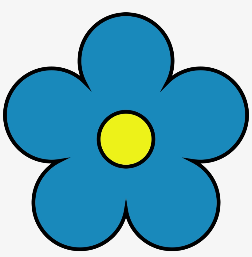 Outside Dark Blue Inside Yellow Flower Png Clipart - Blue Flower Png Clipart, transparent png #3760033