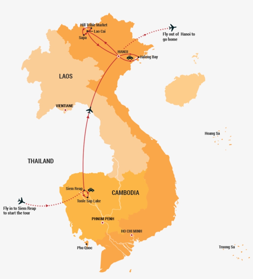 Angkor Wat To North Vietnam - Map Of Vietnam, transparent png #3760963