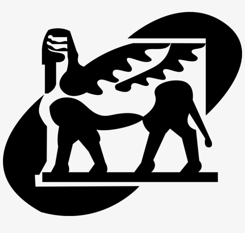 Vector Illustration Of Statue Sculpture Of Winged Griffin - Clip Art, transparent png #3761298