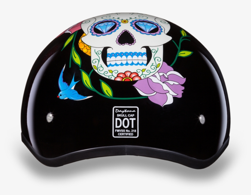 Sugar Skull Motorcycle Half Helmet, transparent png #3764198