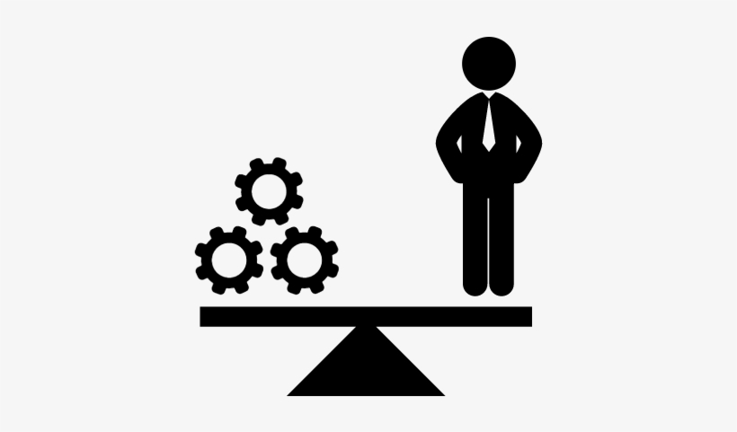 Business Scale With A Man And Resources Gears Symbol - Icono Balanza Png, transparent png #3765012