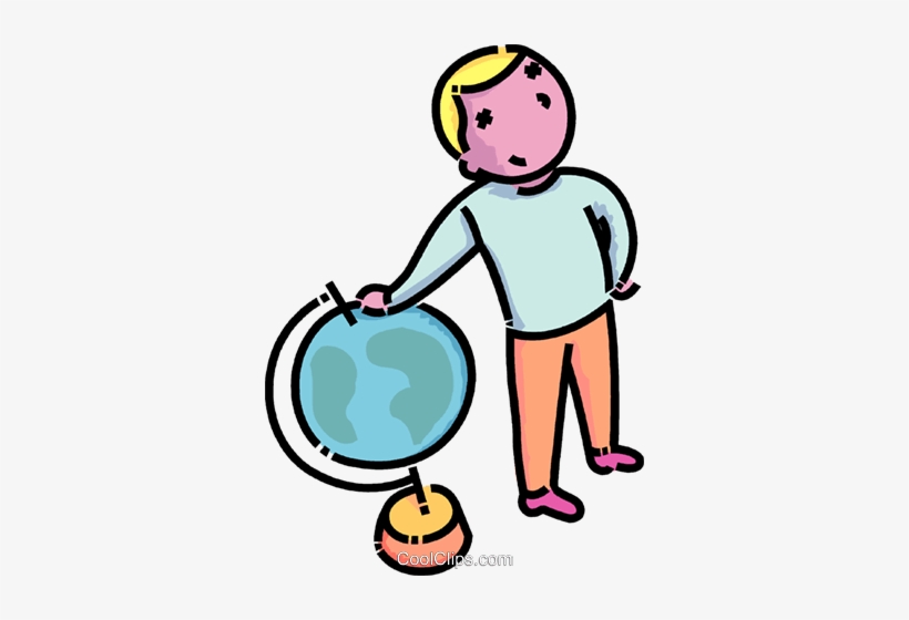 Boy Standing Beside A Globe Royalty Free Vector Clip, transparent png #3768313