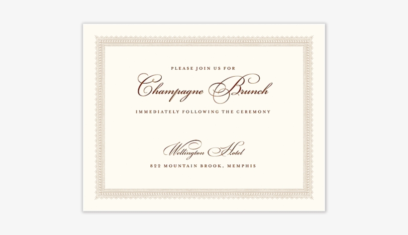 Elegant Border Reception Card - Cream, transparent png #3769708