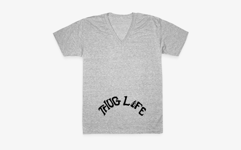 Thug Life Tattoo V-neck Tee Shirt - T-shirt, transparent png #3772985