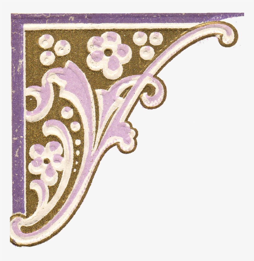 Left Corner Free Png Image From Vintage Post Card Lavender - Motif, transparent png #3773571