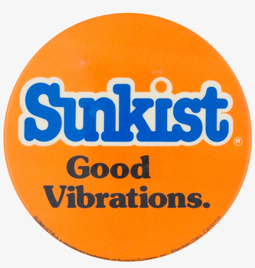 Sunkist Good Vibrations - Vintage 3" Pinback 38-080 - Advertising - Sunkist Orange, transparent png #3773856