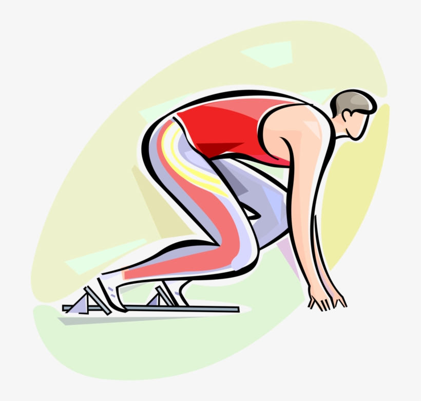 Vector Illustration Of Track And Field Athletic Sport - Track Starting Blocks Clipart, transparent png #3774185