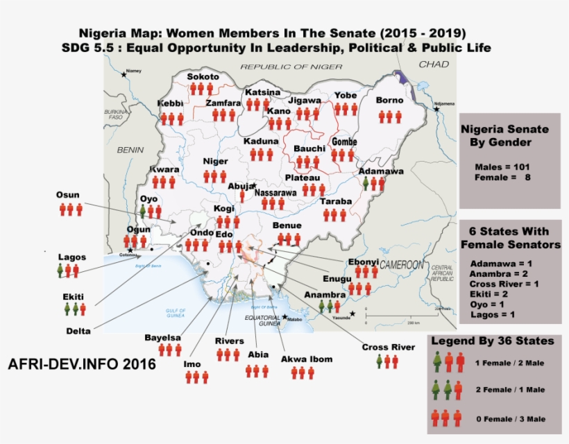 Nigeria Map Women In Senate - Nigeria Info Map, transparent png #3774306