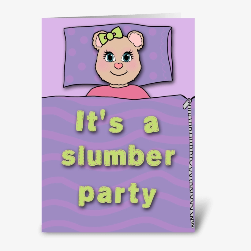 Bear Slumber Party Invitation Greeting Card - Girl's Slumber Party Invitation With Cute Bear Card, transparent png #3774554