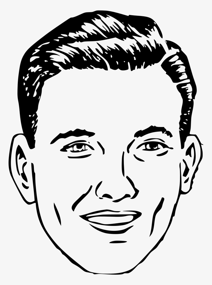 Download Png - Man Face Clipart Black And White, transparent png #3775730