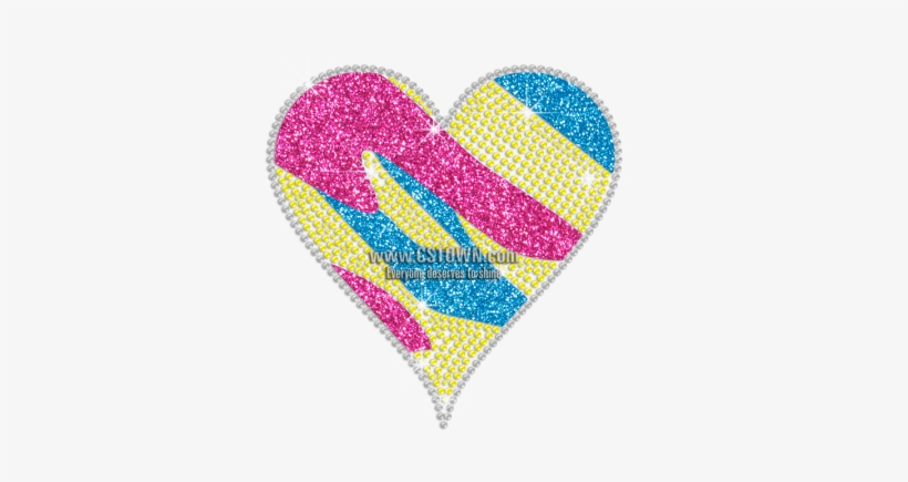 Fashionable Big Heart Iron-on Glitter Rhinestone Transfer - Heart, transparent png #3778805