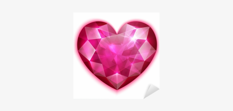 Pink Ruby Heart On White Background - Blue Diamond Heart Shape, transparent png #3779949