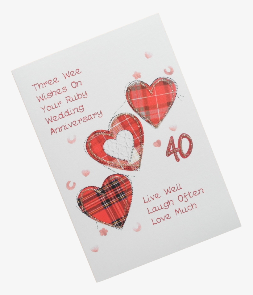 Ruby Anniversary Three Tartan Hearts - Scotland, transparent png #3780106
