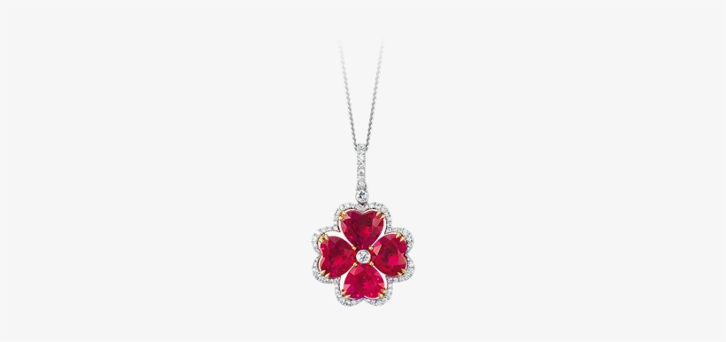 Ruby And Diamond Heart Shape Pendant - Locket, transparent png #3780621