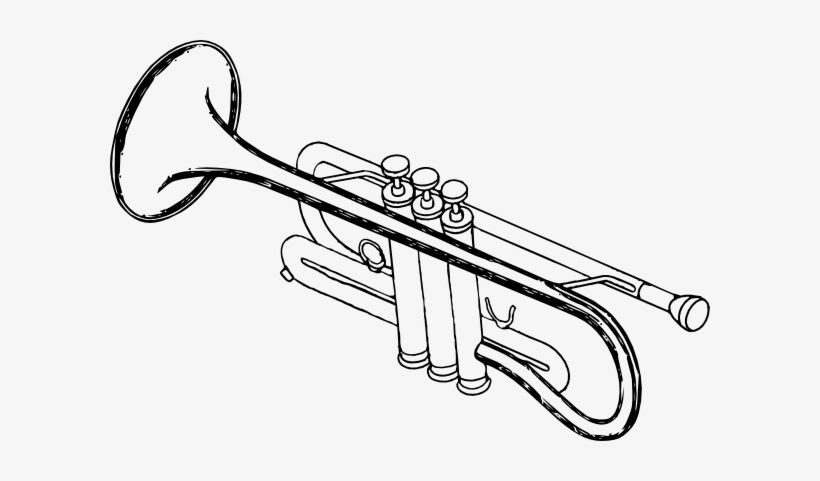 Small - Trumpet Black And White Clipart, transparent png #3782643