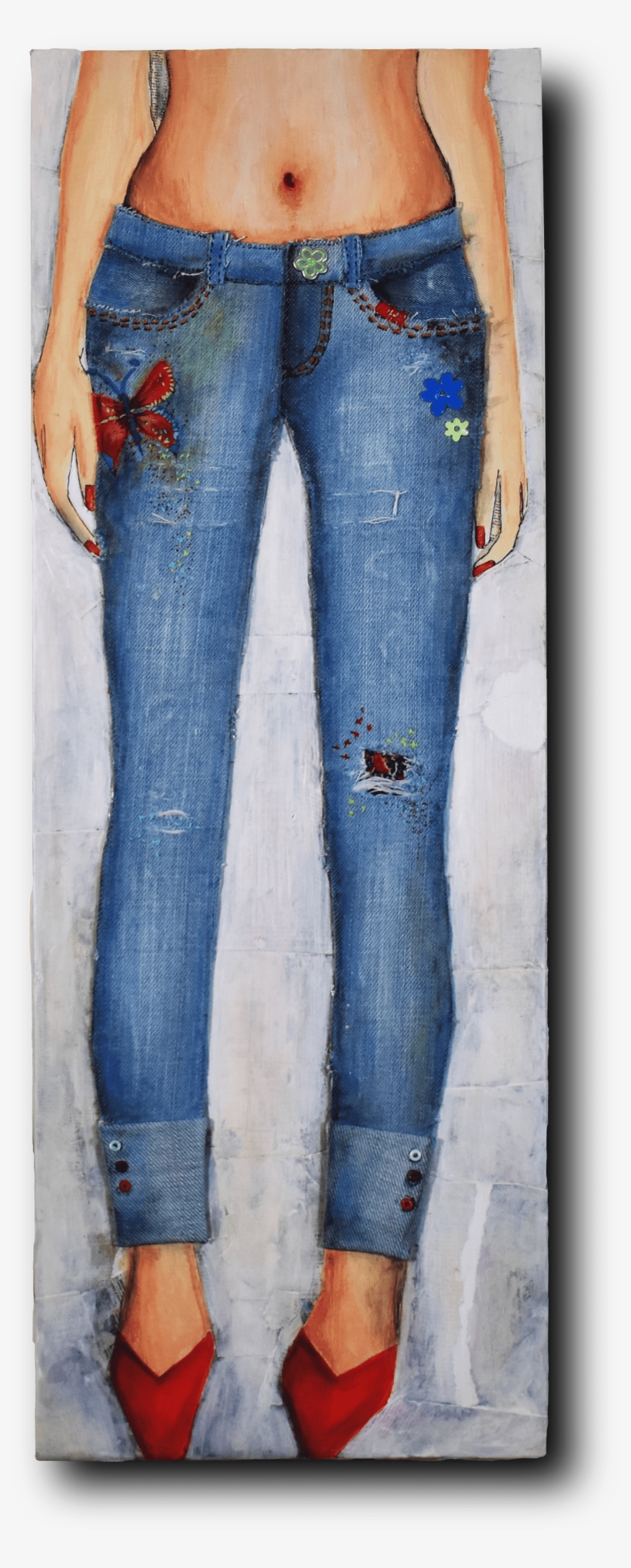 Fashion Torn Denim Denim Fabric Patchwork On Wood Panel - Pocket, transparent png #3783625