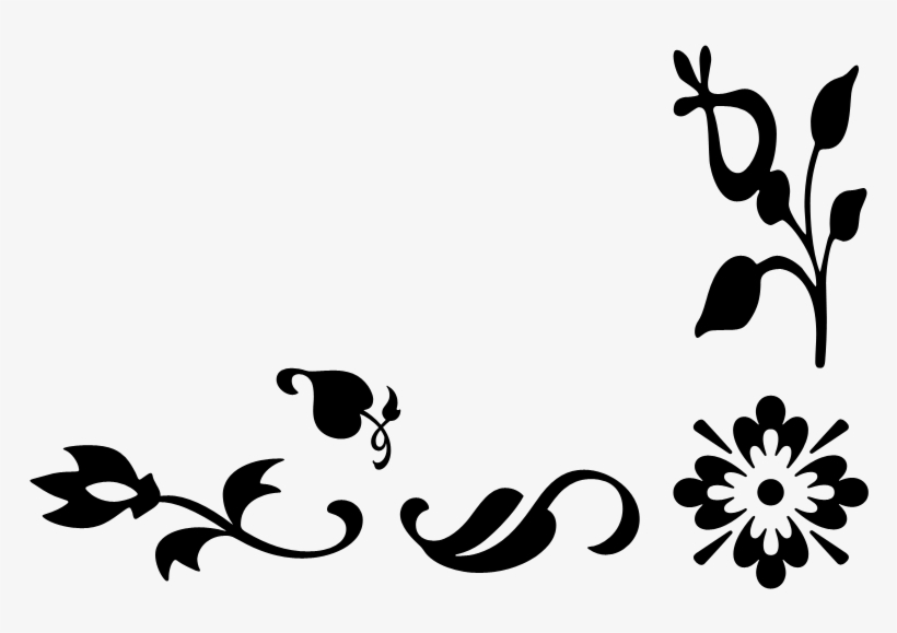 Flower Decor - Decoration Black And White Png, transparent png #3784824