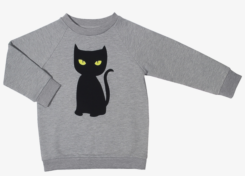 Little Man Happy Black Cat Basic Sweater - Black Cat, transparent png #3787741