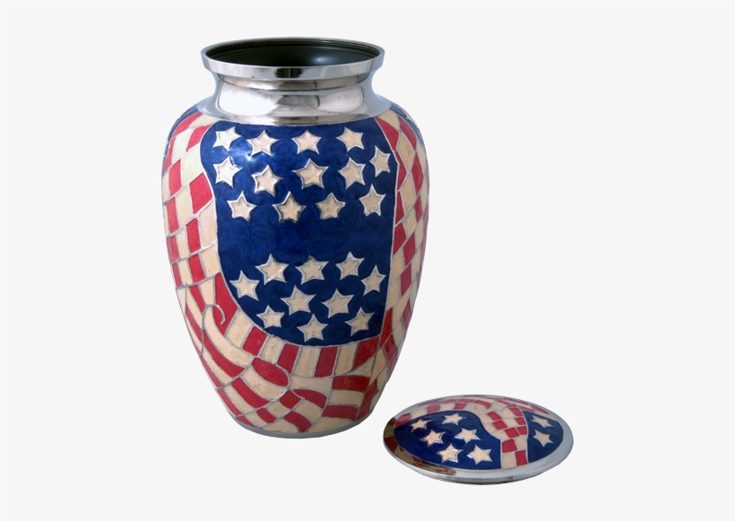 Full-size American Flag Brass Urn Shown With Open Lid - Flag Of The United States, transparent png #3788146