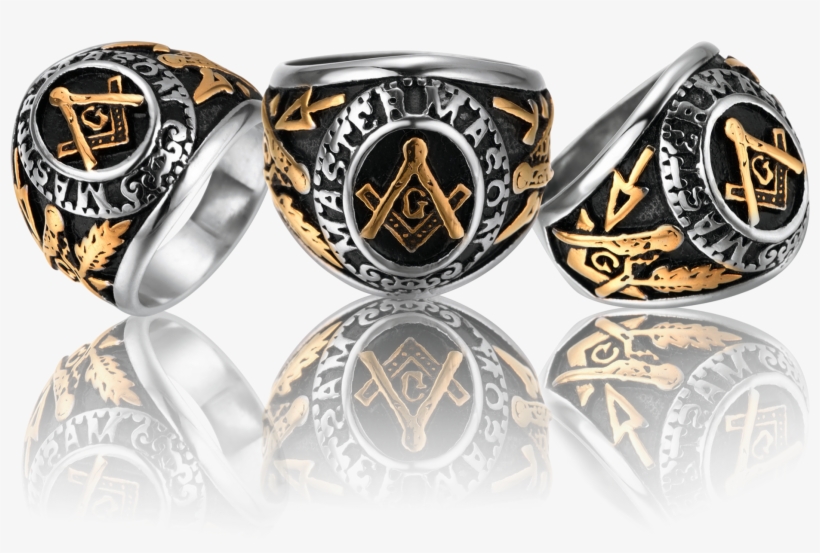 College Style 18k Gold Freemason Ring - Masonic Ring Gold Master Lodge Freemason Mens 316l, transparent png #3788234