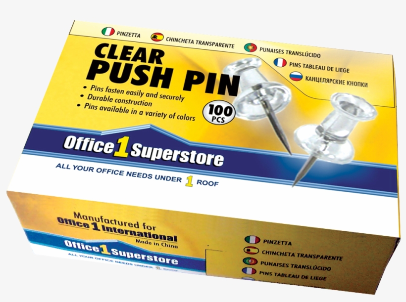 O1s Clear Push Pin 100pcs/box - Office 1 Superstore, transparent png #3788426