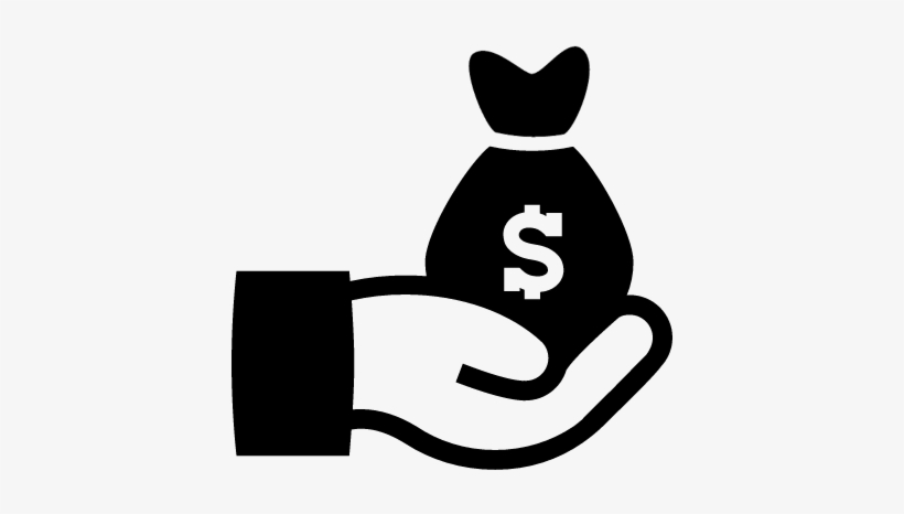 Dollars Money Bag On A Hand Vector - Hand Holding Money Icon - Free ...