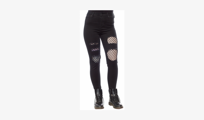 Celebrity Pink X-ankle Skinny Fishnet Patched Jenna - Leggings, transparent png #3794523