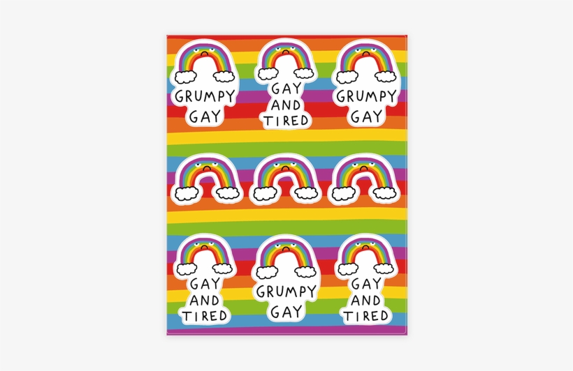 Grumpy Gay Rainbow Sticker/decal Sheet - Gay Rainbow, transparent png #3797026