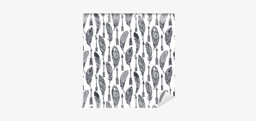 Vector Seamless Pattern With Hand Drawn Ornate Tribal - Drawing, transparent png #3797848