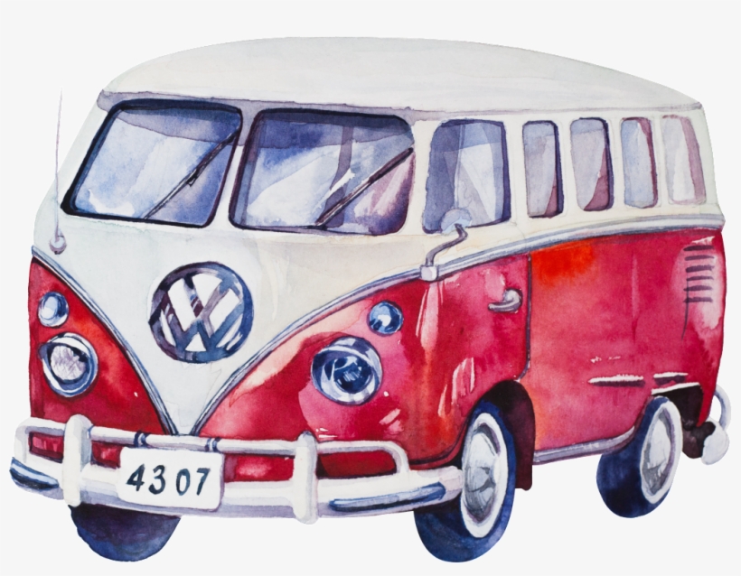 Red And White Hand Painted Car Watercolor Transport - Water Color Car, transparent png #3798719