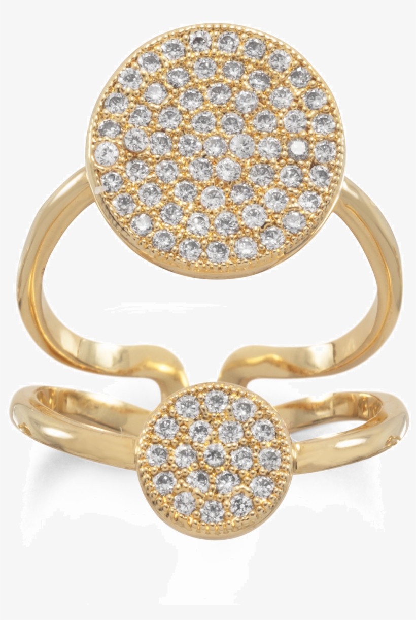 14 Karat Gold Plated Double Cz Circle Fashion Ring, transparent png #380823